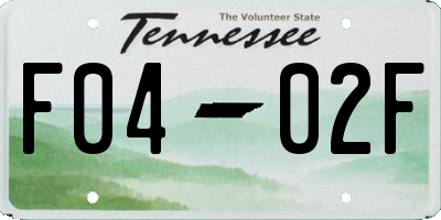 TN license plate F0402F
