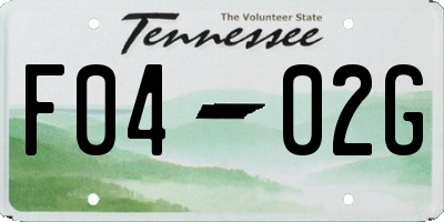 TN license plate F0402G