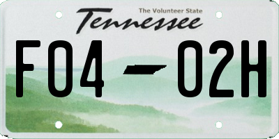 TN license plate F0402H