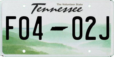 TN license plate F0402J