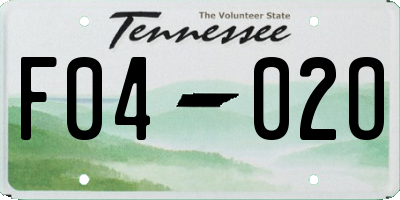 TN license plate F0402O
