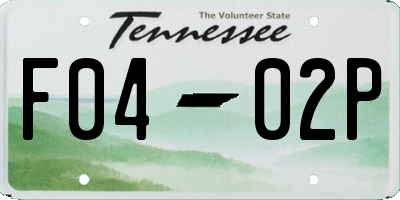 TN license plate F0402P