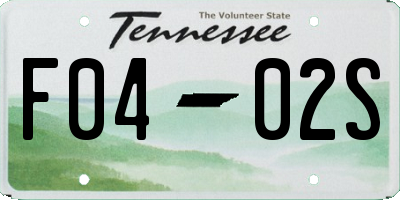 TN license plate F0402S