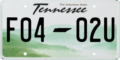 TN license plate F0402U