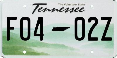 TN license plate F0402Z