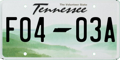 TN license plate F0403A