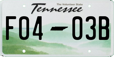 TN license plate F0403B