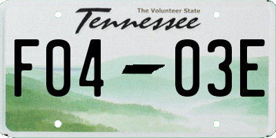 TN license plate F0403E
