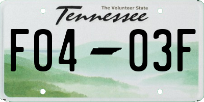 TN license plate F0403F