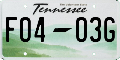 TN license plate F0403G
