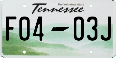 TN license plate F0403J