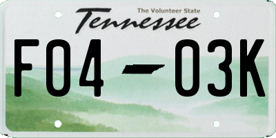 TN license plate F0403K