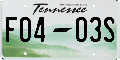 TN license plate F0403S