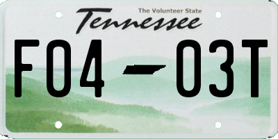 TN license plate F0403T