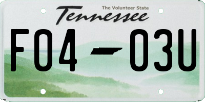 TN license plate F0403U