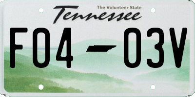 TN license plate F0403V