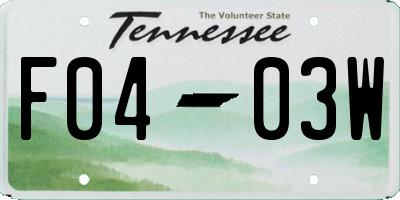 TN license plate F0403W