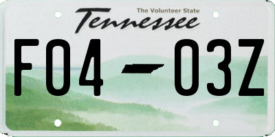 TN license plate F0403Z