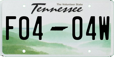 TN license plate F0404W