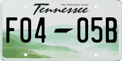 TN license plate F0405B