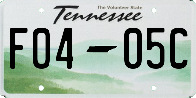TN license plate F0405C
