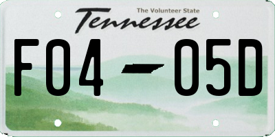 TN license plate F0405D