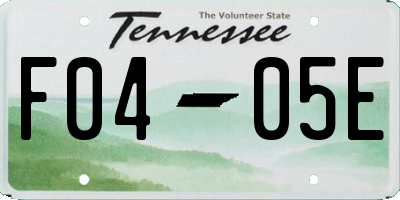 TN license plate F0405E