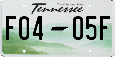 TN license plate F0405F