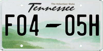 TN license plate F0405H