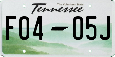 TN license plate F0405J
