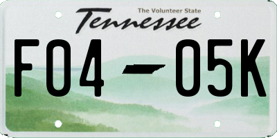 TN license plate F0405K