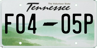 TN license plate F0405P