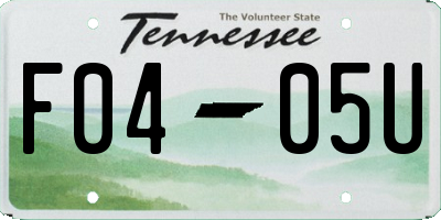 TN license plate F0405U