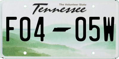 TN license plate F0405W