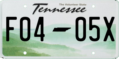 TN license plate F0405X