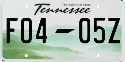 TN license plate F0405Z