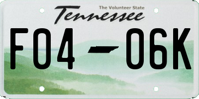 TN license plate F0406K