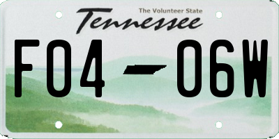TN license plate F0406W