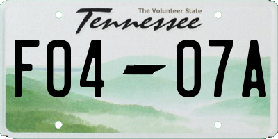 TN license plate F0407A