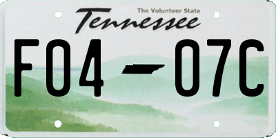 TN license plate F0407C