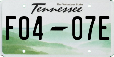 TN license plate F0407E