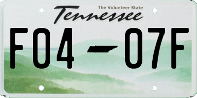 TN license plate F0407F