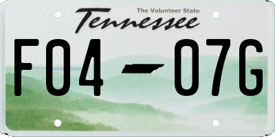 TN license plate F0407G