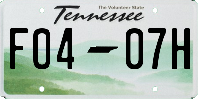 TN license plate F0407H