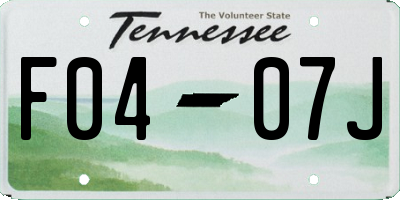 TN license plate F0407J