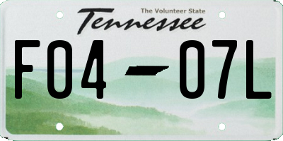 TN license plate F0407L