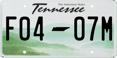 TN license plate F0407M