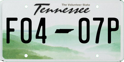 TN license plate F0407P