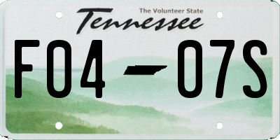 TN license plate F0407S