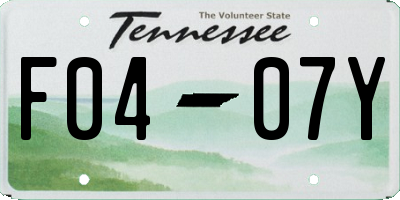 TN license plate F0407Y